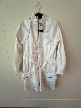 RARE Jordan White jumpsuit with Zip & Cargo Pockets